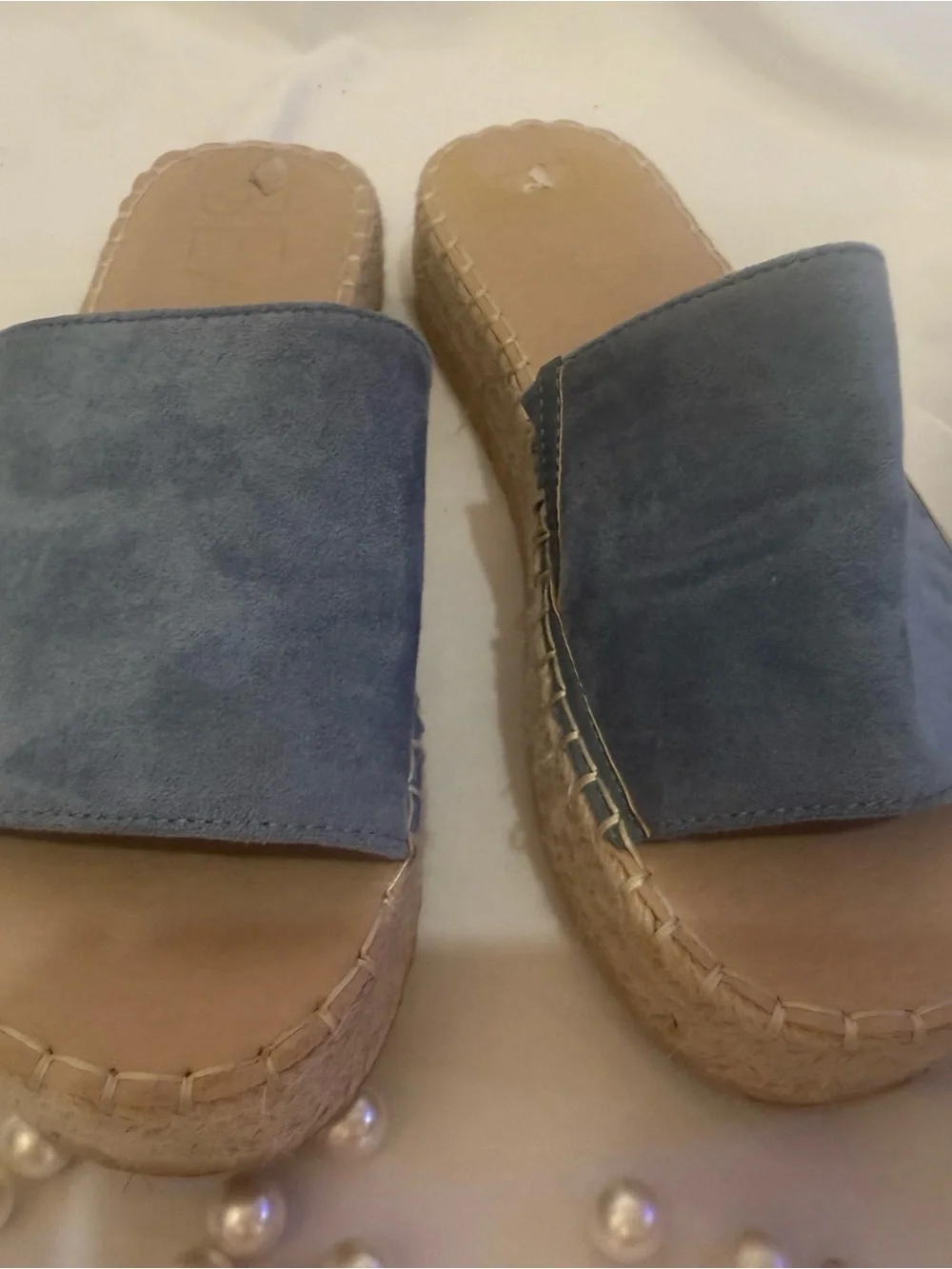 Women’s Light Blue Suede Espadrille Slide